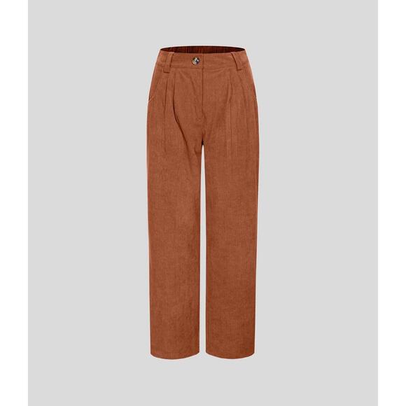 NWT Halara Mid Rise Zipper Pocket Corduroy Casual Pants Baked Clay - Small Tall - Picture 9 of 11